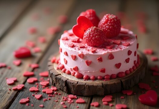cake pesty with hearts on wooden background