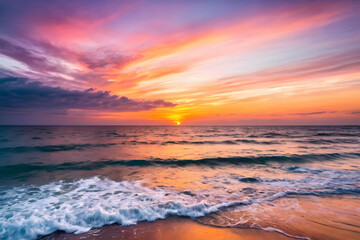 Fototapeta premium Blurred sunset sky and ocean nature background