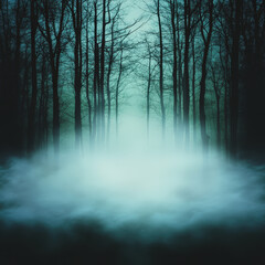 Fototapeta premium dark forest with eerie mist creates mysterious atmosphere