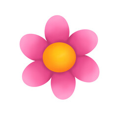 Cute pink flower raster illustration