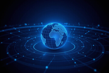 Obraz premium futuristic high tech globe with transparent grid and blue lines