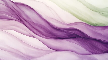 Obraz premium Abstract Purple and Green Fluid Art Painting: Serene Swirls of Color
