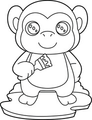 Monkey Painter Paint brush Painting Animal Vector Graphic Art Illustration
