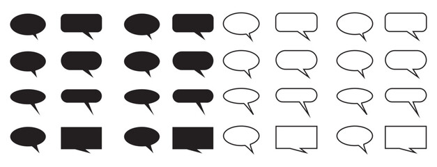 Speech bubble collection. Black speech bubble. Vector illustration