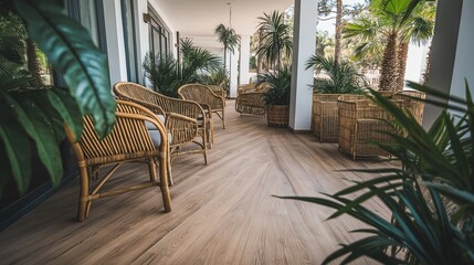 Obraz premium Empty retirement home common area with unoccupied chairs and quiet surroundings, reflecting solitude and the passage of time in aging communities.