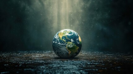 A creative depiction of Earth sweating under a spotlight, humorously portraying the stress of global warming