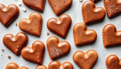 Heart-shaped cookies on a light surface