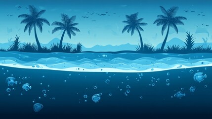 Obraz premium Tropical Island Seascape at Twilight, Unveiling Submerged Plastic Pollution