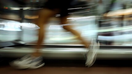 A blurry image of a person running on a treadmill