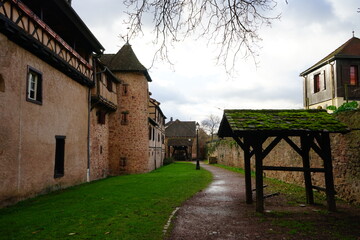 Riquewihr walkaway on the external walls, Alsace, France