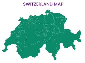 High detailed map of Switzerland. Outline map of Switzerland. Europe