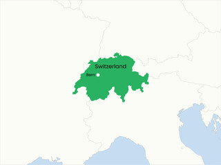 Fototapeta premium High detailed map of Switzerland. Outline map of Switzerland. Europe