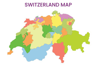 High detailed map of Switzerland. Outline map of Switzerland. Europe