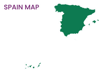 High detailed map of Spain. Outline map of Spain. Europe