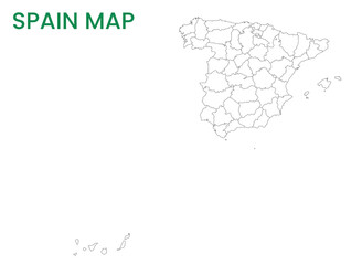 High detailed map of Spain. Outline map of Spain. Europe