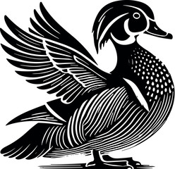 Mallard Duck vector black silhouette cricut design for T-shirt