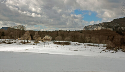 Le plateau du Vercors en hiver, Parc naturel r&eacute;gional du Vercors, 38, Isere, Region Rhone Alpes, France