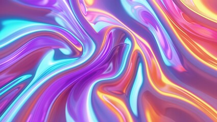 Obraz premium Vibrant Abstract Fluid Art with Neon Purple, Blue, and Orange Swirls in a Dynamic Motion