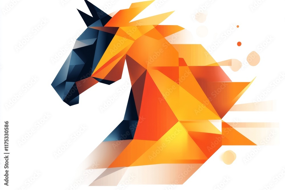 Poster A simple geometric depiction of a chess knight, with bold lines and a modern gradient color scheme