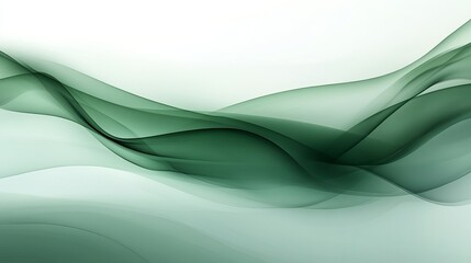 Obraz premium Abstract green waves flow across a white background. Subtle gradations of color create a serene and calming mood.
