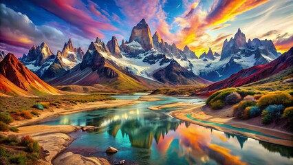 Obraz premium Surreal Landscape: Norte Argentino - Vibrant Colors & Twisted Forms