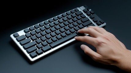 Keyboard with hand in a dark setting