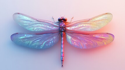 Iridescent Dragonfly Winged Insect Detailed View