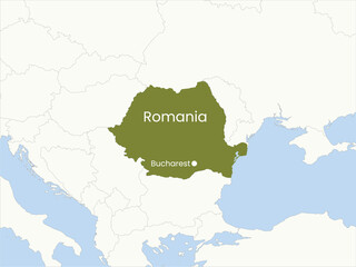 Fototapeta premium High detailed map of Romania. Outline map of Romania. Europe