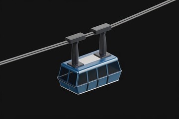 Fototapeta premium A blue cable car hangs suspended from a cable, offering scenic views.