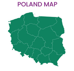 High detailed map of Poland. Outline map of Poland. Europe