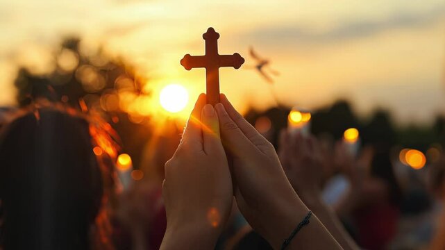 Christian hand holding Jesus cross Christianity religion 