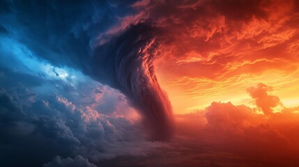 Apocalyptic Sunset: A Dramatic Encounter of Fire and Storm