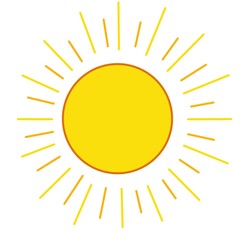 Illustration of the sun icon isolated on a white background.