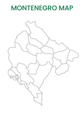 Obraz premium High detailed map of Montenegro. Outline map of Montenegro. Europe