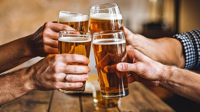 Friends toasting beer alcohol beverage par brewery oktoberfest