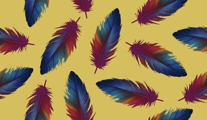 Colorful feather seamless pattern background
