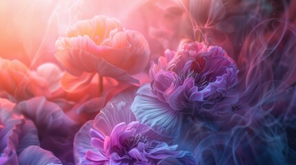 Obraz premium Ethereal Blossoms with Soft Hues and Dreamy Backgrounds Capturing the Beauty of Nature in a Surreal Floral Composition and Gentle Atmosphere