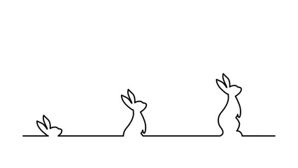 Easter Bunny One Continuous Line Drawing.  Minimalist Contour Illustration for Spring Design. EPS 10 vector.