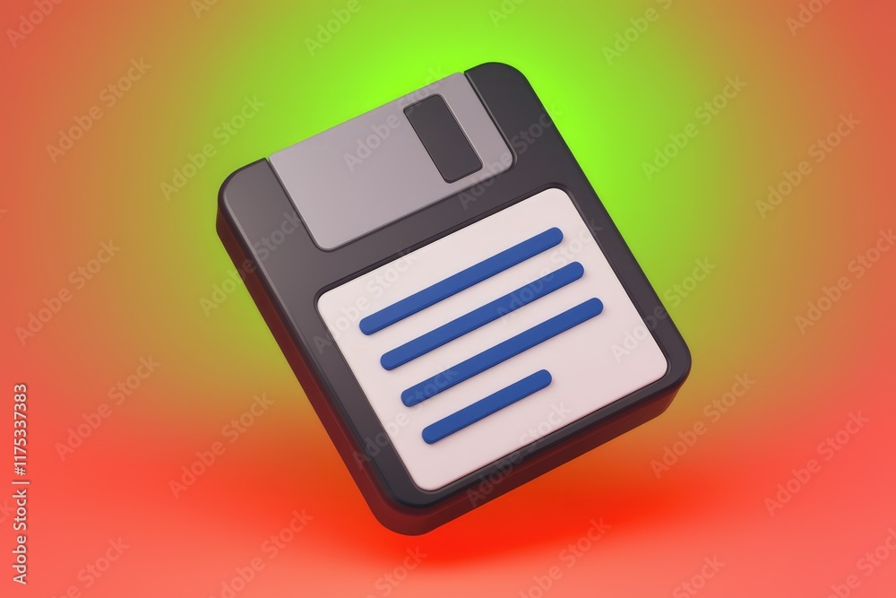 Poster A 3D rendering of a retro floppy disk, symbolizing data storage and nostalgic computing.