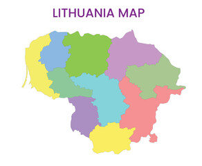 Fototapeta premium High detailed map of Lithuania. Outline map of Lithuania. Europe