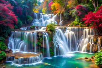 Obraz premium awe inspiring vibrant waterfalls in the park