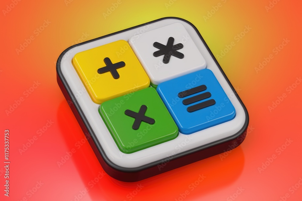 Aufkleber a colorful, square calculator app icon with plus, minus, multiply, and menu buttons.
