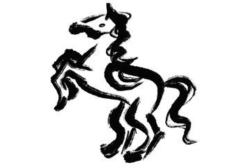 筆タッチ馬イラスト