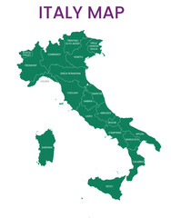 High detailed map of Italy. Outline map of Italy. Europe