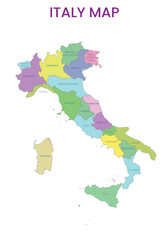 High detailed map of Italy. Outline map of Italy. Europe