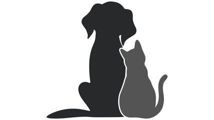 silhouette of Dog and a Cat.