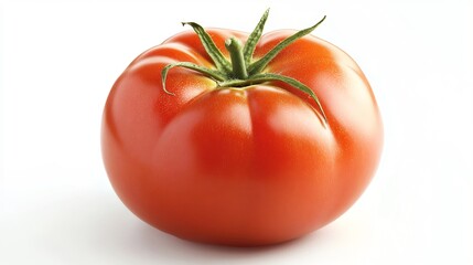 A Single, Ripe Red Tomato on White Background