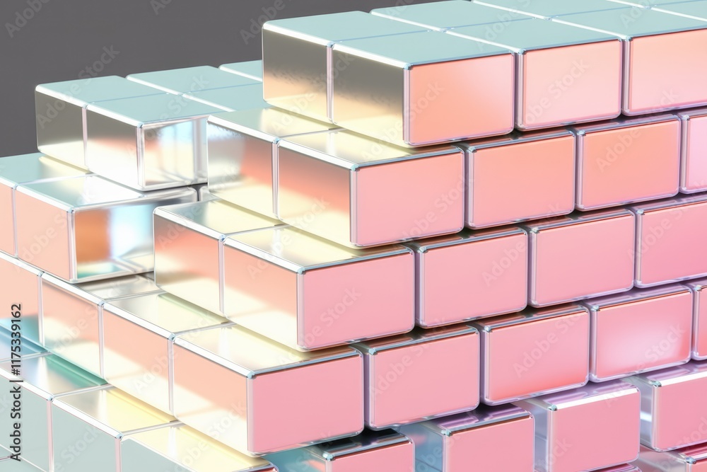Aufkleber A stack of pastel-colored metallic blocks forming an abstract structure.