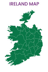 High detailed map of Ireland. Outline map of Ireland. Europe