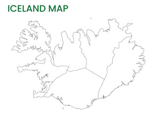 High detailed map of Iceland. Outline map of Iceland. Europe